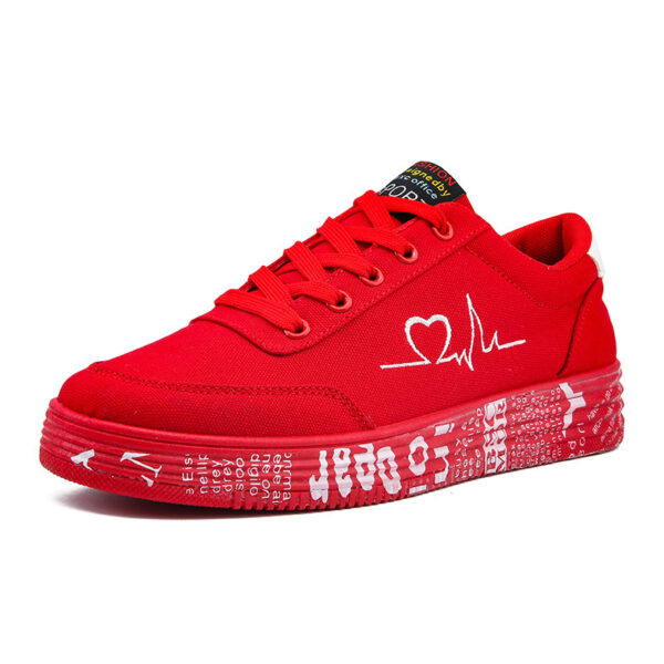 Love Print Canvas Shoes Women Men Flats Lace-up Casual Shoes Lover Sports Shoes Valentines Day - Image 4