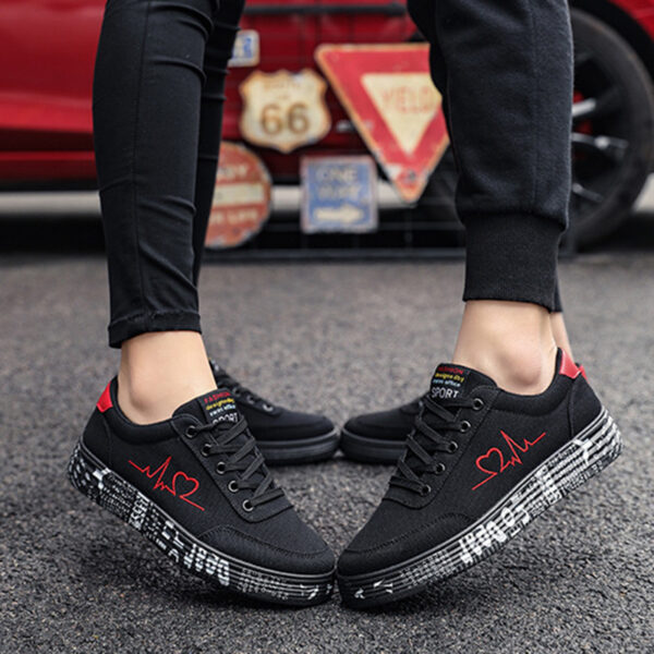 Love Print Canvas Shoes Women Men Flats Lace-up Casual Shoes Lover Sports Shoes Valentines Day - Image 10