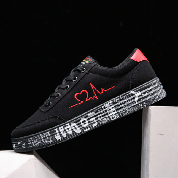 Love Print Canvas Shoes Women Men Flats Lace-up Casual Shoes Lover Sports Shoes Valentines Day - Image 7