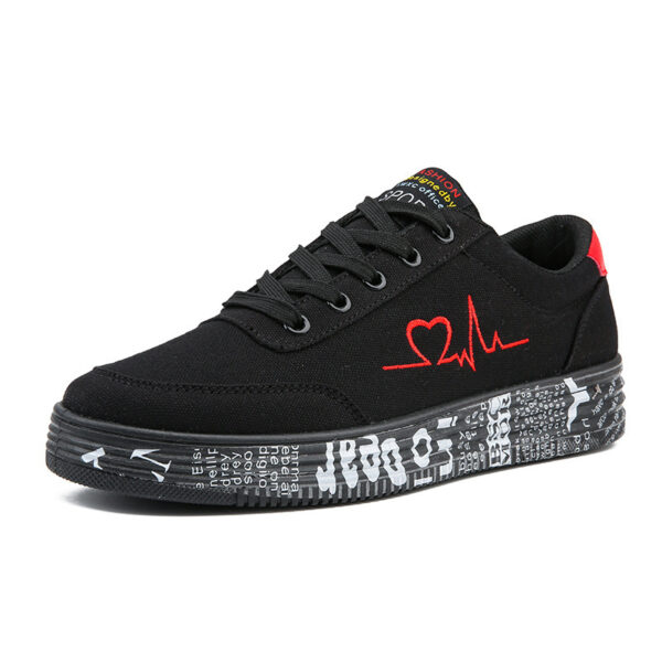 Love Print Canvas Shoes Women Men Flats Lace-up Casual Shoes Lover Sports Shoes Valentines Day - Image 3