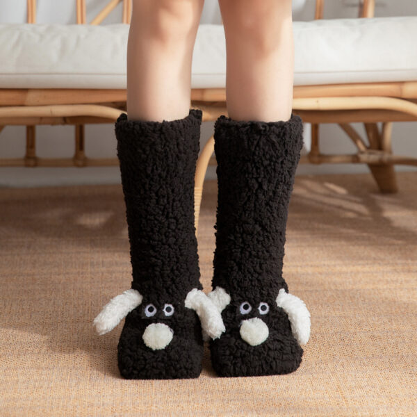 Cute Cartoon Dog Floor Socks Winter Warm Non-slip Plush Socks For Women - Image 3